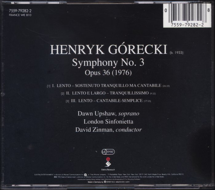 【弦外之音∮】Henryk Gorecki–Symphony No.3 Op.36/低限音樂/1CD/德版