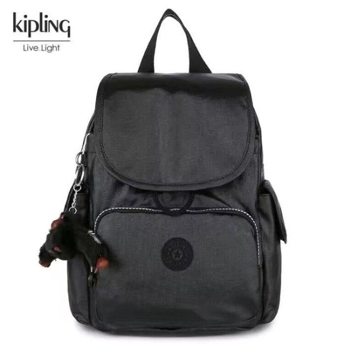 KIKI精選 Kipling 猴子包 黑色 多用輕量雙肩後背包 中號 防水 限時優惠