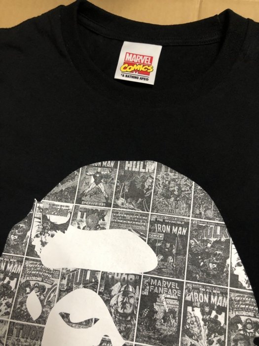 BAPE® x MARVEL COMIC APE HEAD EX TEE BLACK 漫威 漫畫猿人頭 黑白 XL 現貨