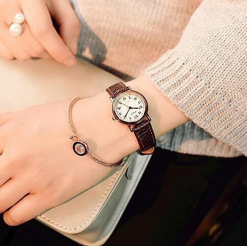 【立減20】可愛時尚真皮帶錶防水女士手錶女生高中學生韓版簡約潮流