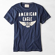 Maple麋鹿小舖 American Eagle ＊ AE 男生藍色貼布LOGO短T ＊ ( 現貨S號 )