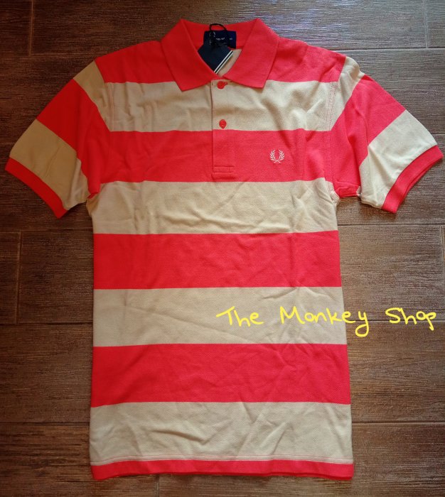 【 The Monkey Shop 】全新正品 FRED PERRY 橘紅色 + 米色基本款短袖 Polo衫