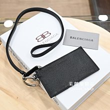 【茱麗葉精品】全新精品 BALENCIAGA 巴黎世家 610832 簡約烙印LOGO頸掛牛皮證件零錢包.黑 現貨