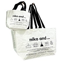 ＝86號店=日本niko and...  牛津布材質  品牌字體圖案印花 手提包購物袋(大中小)  如圖色