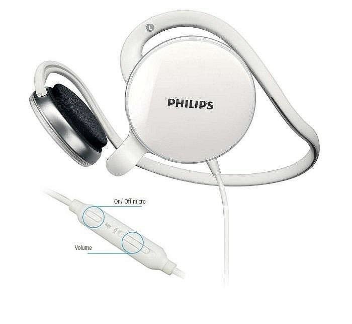 Philips飛利浦 SHM6110U/97後掛耳式 立體聲 耳機麥克風,電腦+手機2用 耳麥 聲控開關;頭戴式 後戴式