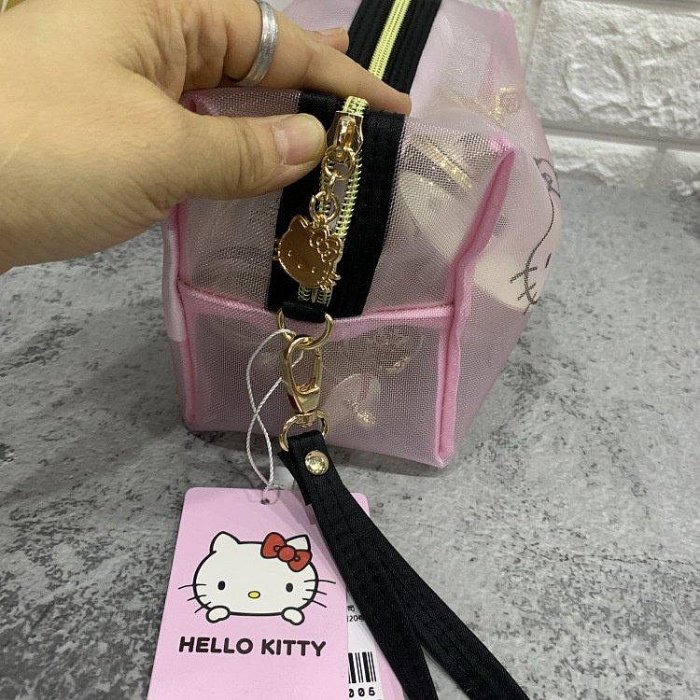 【熱賣精選】Hellokitty 網紗化妝包 小方包 韓國ins高級收納袋 大容量洗漱包