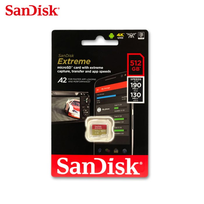 SANDISK Extreme 512G A2 V30 microSDXC U3 記憶卡 (SD-SQXAV-512G)