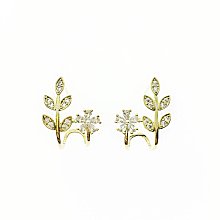 韓國 925純銀 水鑽 葉子 花朵 簡約 耳針式耳環