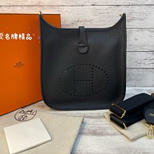 《真愛名牌精品》Hermes Evelyne 29 CM 黑色金扣 *全新*代購