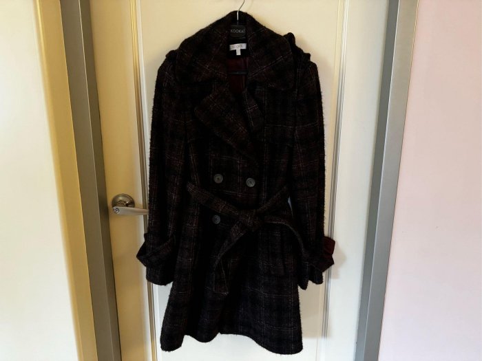 KOOKAI(40號)  深咖格紋毛料外套