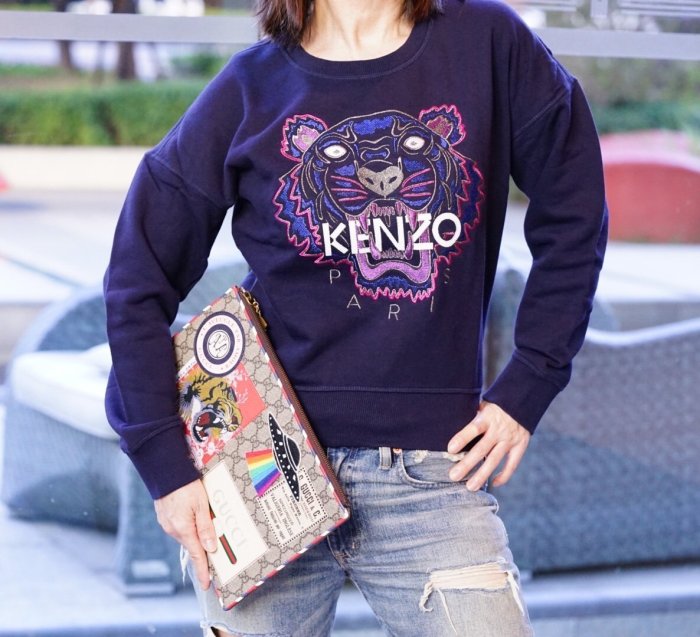 【COCO 精品專賣】Kenzo Tiger cotton sweatshirt 虎頭長袖棉毛 T 深藍/銀字 現貨