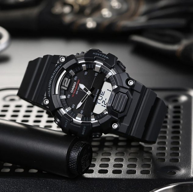 【金台鐘錶】CASIO 卡西歐  雙顯男錶 樹脂錶帶 十年電力 世界時間 燈光 HDC-700-1A