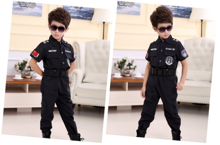 高雄艾蜜莉戲劇服裝表演服*兒童特警制服/小警察演出服裝*購買價$800元