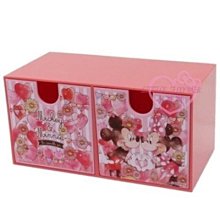 ♥小花花日本精品♥迪士尼米奇米妮愛心系列橫式雙抽屜收納盒 飾品盒 小物收納盒 桌面收納~3