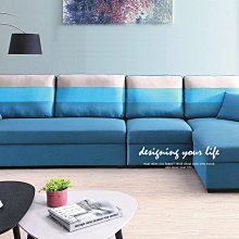 【設計私生活】馬布里11尺L型藍色收納沙發(部份地區免運費)123A