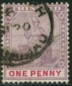 1896年英屬千里達Seated Britannia舊票1penny