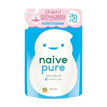 【JPGO】日本製 Kracie Naive 100%植物性成分 pure純淨無添加泡沫沐浴乳 補充包450ml#130