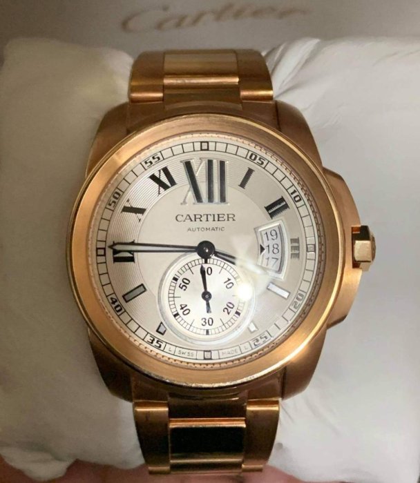 『已交流』👏👏👏卡地亞 W7100018 CARTIER 玫瑰金 CALIBRE DE CARTIER  透背 日期顯示 停產