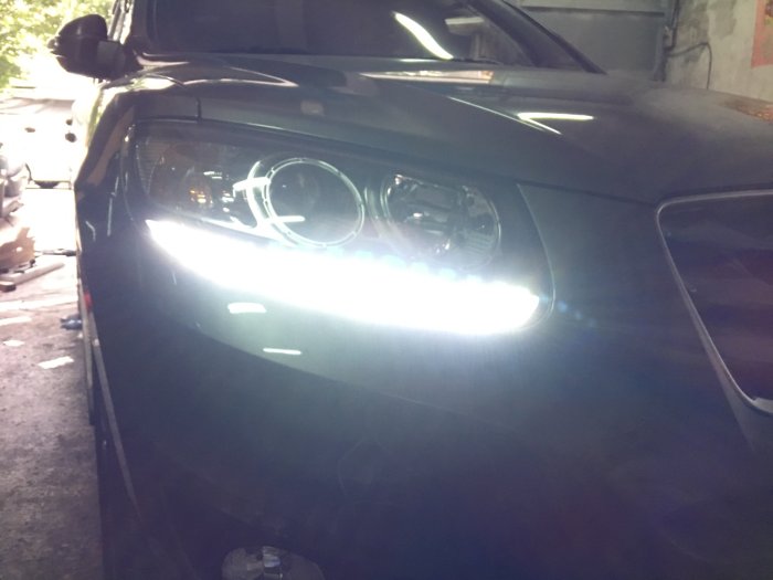 翔宸自動車照明設計 雙光源變光一秒切換鹵素 客製化魚眼 HID LED 光圈 鋼鐵極光魚眼 流水日行燈