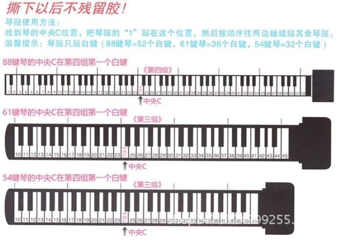 【三峽好吉市】黑鍵貼88鍵 61鍵54鍵透明五線譜簡譜琴鍵貼紙鋼琴 電子琴鍵盤貼 鋼琴貼紙