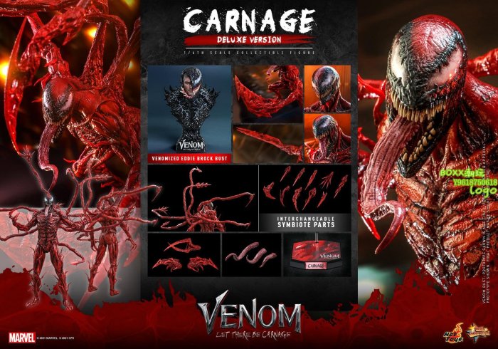 BOXX潮玩~33TOYS Hot Toys MMS619/620 1/6 毒液2 CARNAGE/屠殺 可動人偶