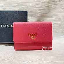 B2673 prada 桃色pvc前後4卡短夾(遠麗精品 台北店)