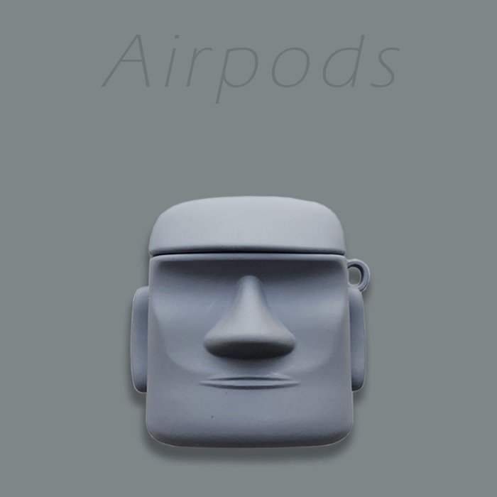 【台南/面交】帶扣 蘋果 AirPods/Pro 1/2/3代 摩艾石像/復活節島 TPU/掛繩孔 防摔/防刮 保護套