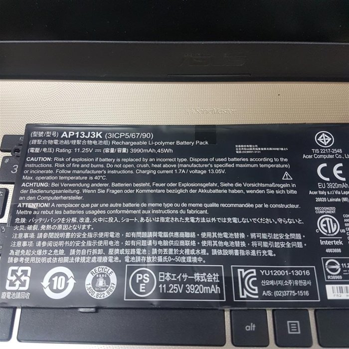 保三個月 ACER AP13J3K 3芯 原廠電池 AP13J4K Chromebook C720 C720P C740