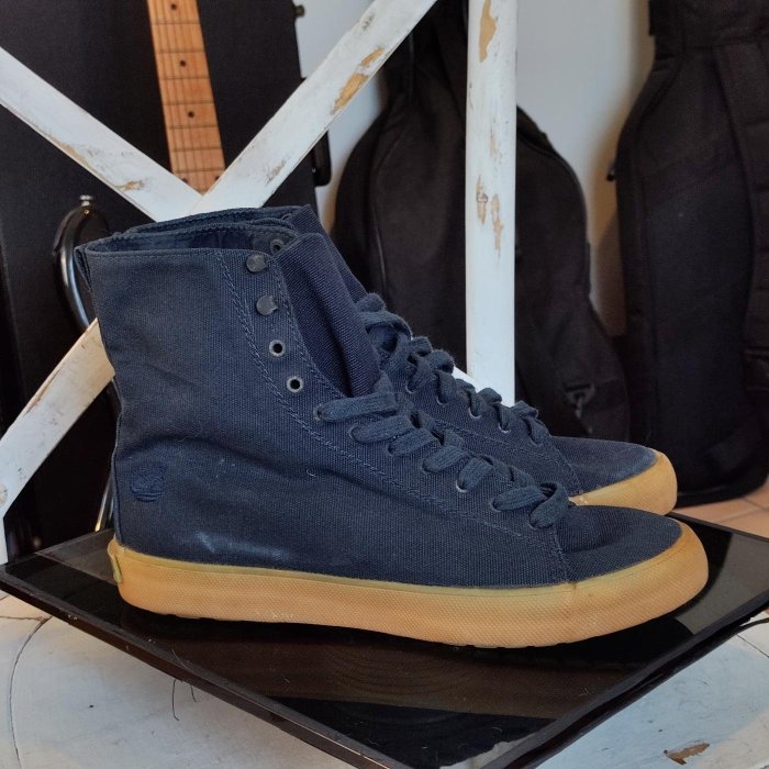 Timberland 海軍藍 硫化 橡膠鞋 加硫鞋 帆布鞋 休閒鞋 高筒 vulcanization shoes canvas navy blue 靴子 帆布靴