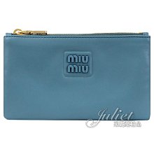 【茱麗葉精品】全新商品 MIU MIU 專櫃商品 5MB040 金屬LOGO拉鍊卡片零錢包.天藍 現貨