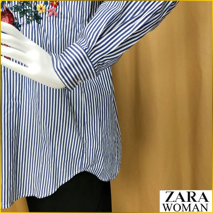 日本帯回 長版薄外套 ZARA 新品 刺繡 襯衫 寬鬆罩衫外套 條紋襯衫 ZARA 女裝 長罩衫 薄外套 A2F23Z