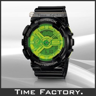 時間工廠無息分期CASIO G-SHOCK 黑綠駭客雙顯款GA-110B-1A3 (GA