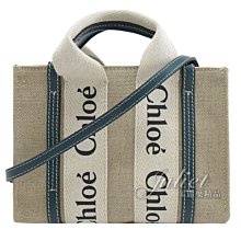 【茱麗葉精品】全新精品 CHLOE 專櫃商品 Woody Mini 經典LOGO織帶帆布迷你兩用包.墨綠邊 現貨