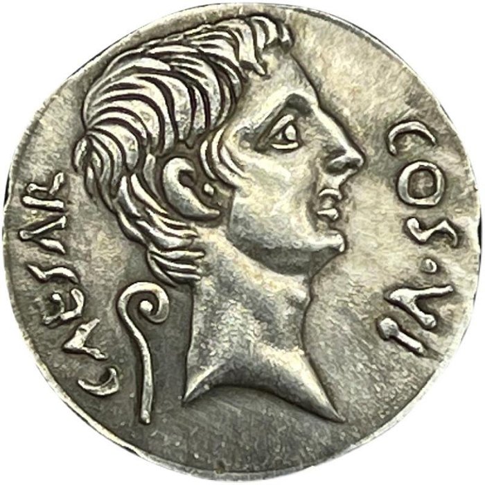 復刻古皇帝銀幣羅馬古幣項鏈歐美純銀吊墜奧古斯都屋大維鱷魚硬幣