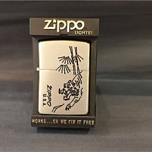 ONE*$1~日系*ZIPPO*1989 『 虎王*珍藏版 』霧銀*蝕刻*四面黃銅拋光