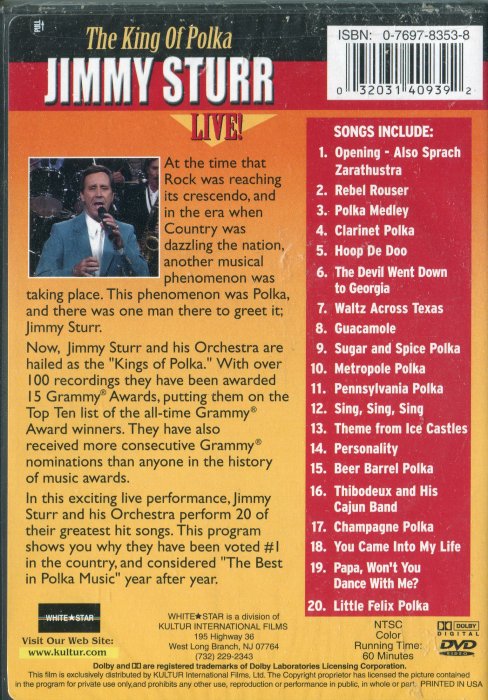 【嘟嘟音樂坊】Jimmy Sturr - The King Of Polka   DVD  (全新未拆封)