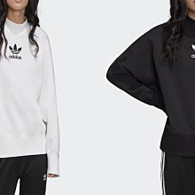 【Dr.Shoes】Adidas originals Logo 女款 寬版 大學T 高領 白FU1735 黑FU1736