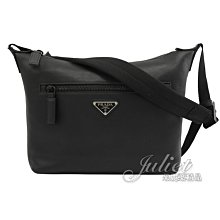 【茱麗葉精品】 全新精品 PRADA 專櫃商品 2VH078 三角LOGO素面牛皮拉鍊斜背包.黑 預購無現貨