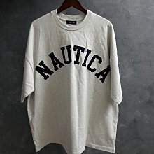 CA 美國休閒品牌 NAUTICA 淺灰 純棉 寬版 休閒短t XL號 一元起標無底價Q733