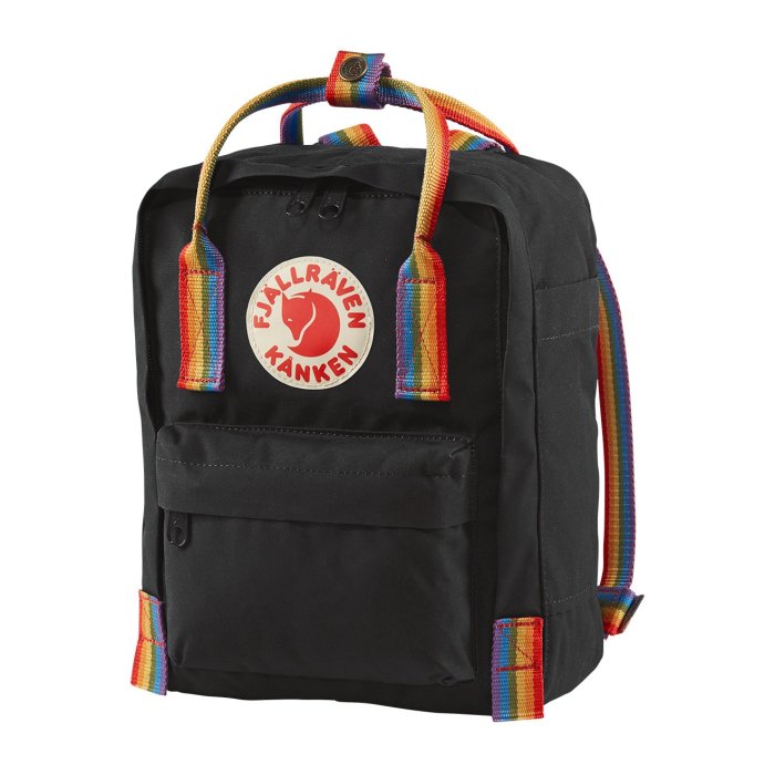 瑞典Fjallraven小狐狸北極狐Kanken Mini Rainbow彩虹黑色空肯包 書包 小背包 狐狸包 手提包