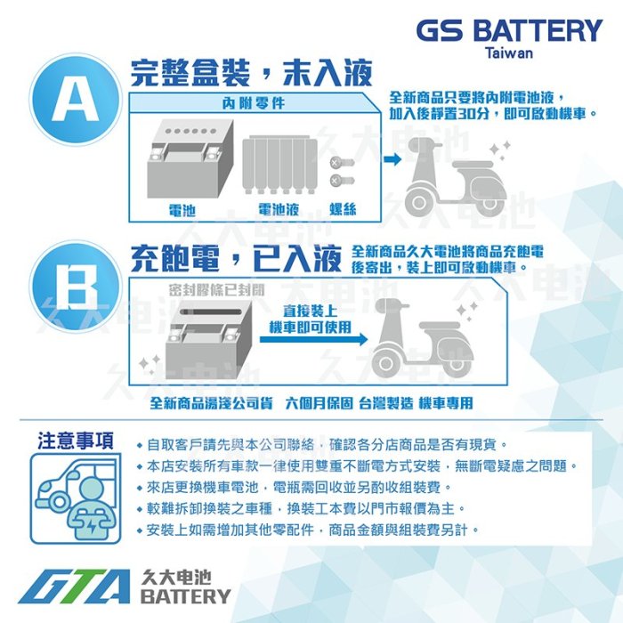 ✚久大電池❚GS 機車電瓶 7號機車電池 GTX7A-BS = YTX7A-BS湯淺機車電池