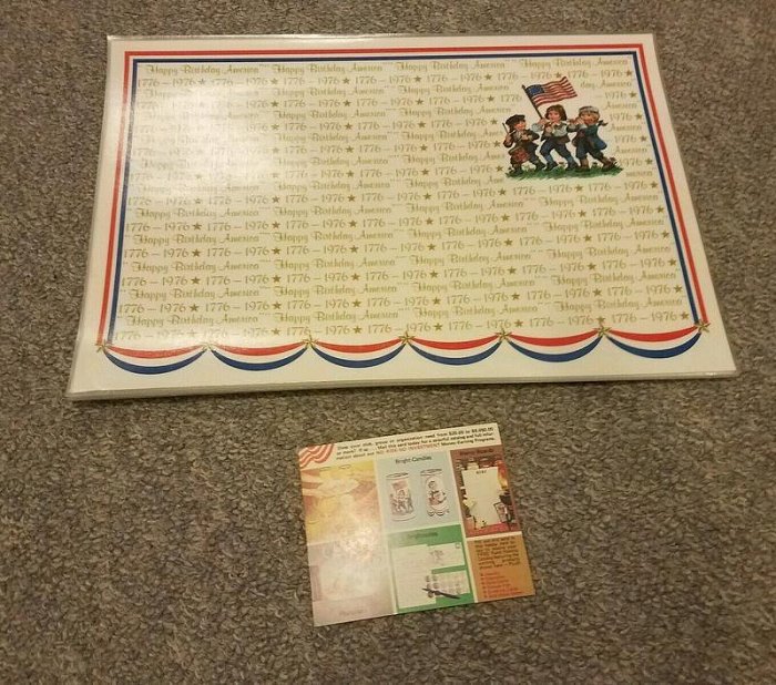 VTG NEW BICENTENNIAL 1776-1976 SET of 6 HAPPY BIRTHDAY AMERICA VINYL PLACEMATS