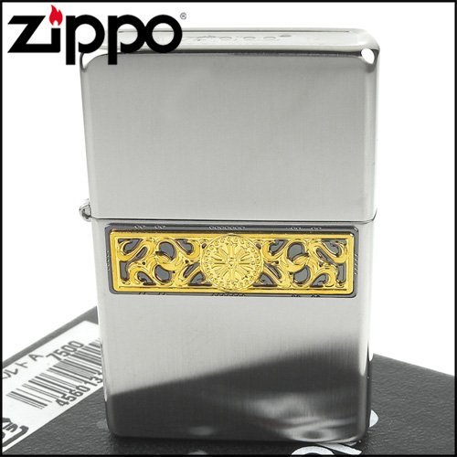 ☆哈洛德小舖☆全新【ZIPPO】日系~Bottomz Up-唐草圖案-頂部Logo刻印加工打火機(鎳古美款)