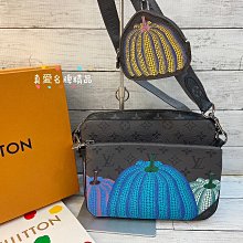 《真愛名牌精品》LV x YK Trio M46435 草間彌生聯名款 南瓜 黑花三合一  *全新品*