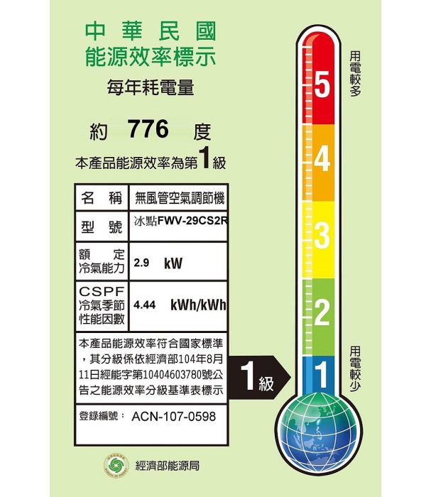 CSPF新能效一級冰點空調5~7坪R410新冷媒DC直流變頻窗型冷氣機 《FWV-29CS2R》殺菌光清淨裝置！開利oem