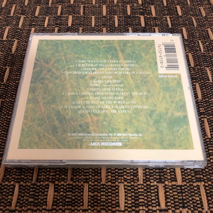 二手CD 遠離非洲（OUT OF AFRICA）電影原聲帶專輯（無ifpi 美國版）