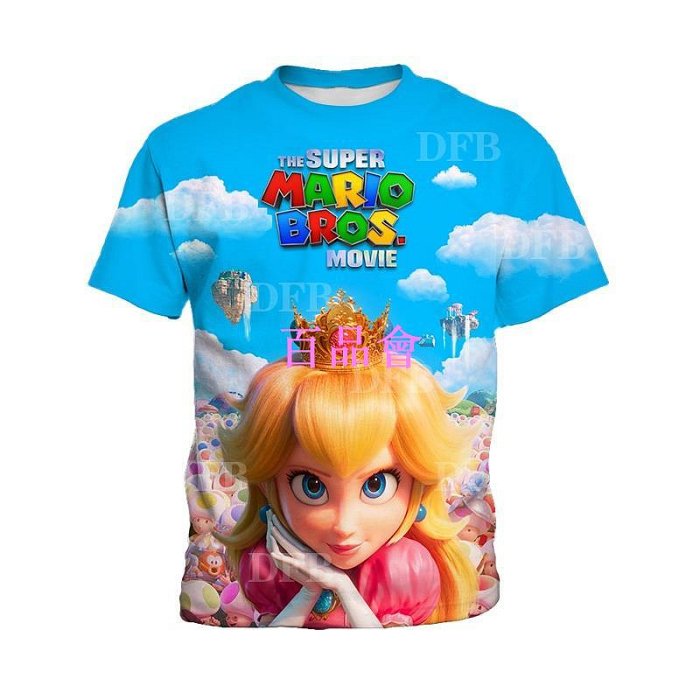 【百品會】 瑪莉歐公主兒童3d打印短袖t恤日常春夏圓領女童短袖生日派對童裝