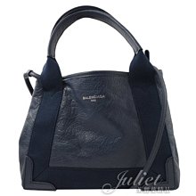 【茱麗葉精品】全新精品BALENCIAGA 542018 NAVY CABAS XS小羊皮兩用包.海軍藍 預購無現貨