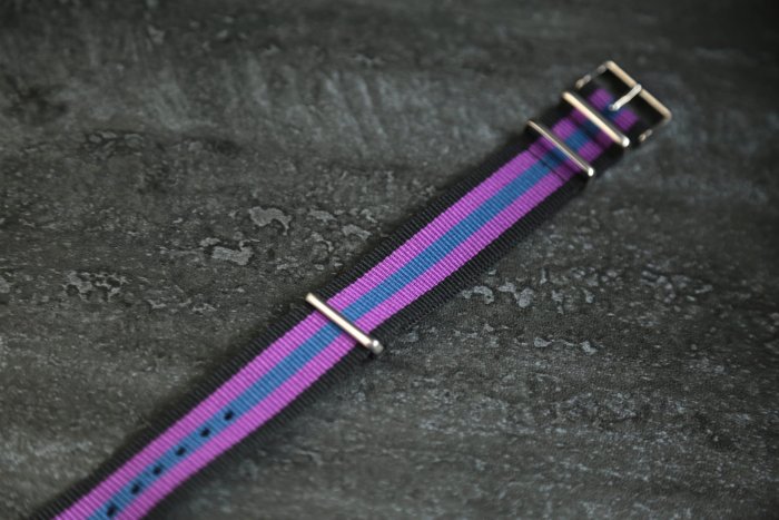 黑紫藍22mm Nylon Watch Strap 尼龍NATO zulu G10四環時尚軍用錶帶james bond