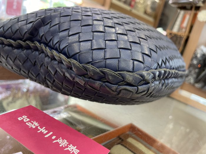 ☆最愛二手精品☆  BOTTEGA VENETA BV 藍紫色全皮編織拉鍊弧型和尚包肩背包手提包 115654 C3056